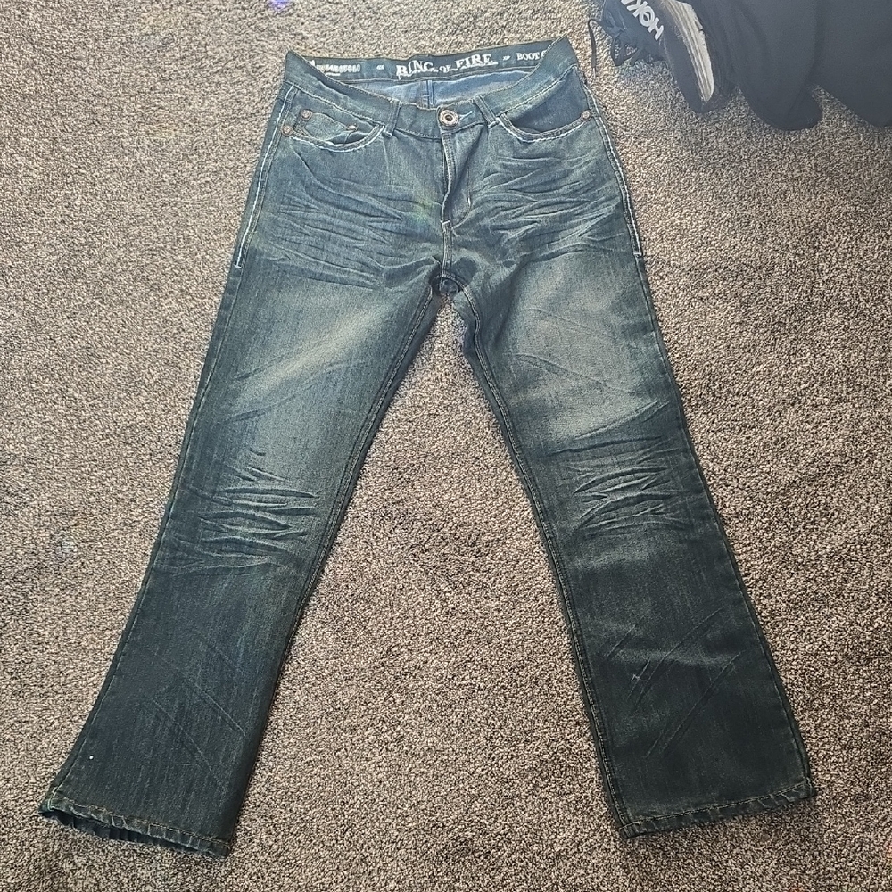 Like New Mens Ring of Fire Dark Blue Bootcut Jeans